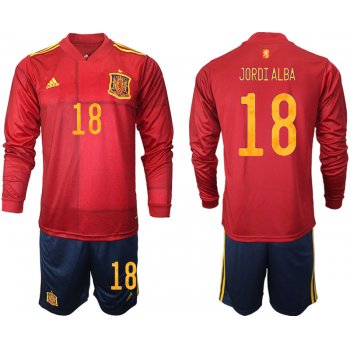 Men 2021 European Cup Spain home Long sleeve 18 soccer jerseys