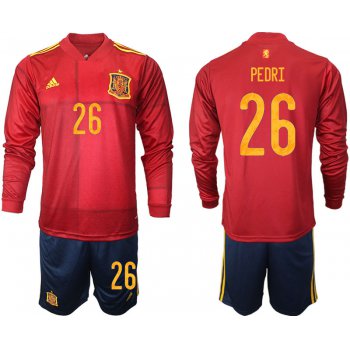 Men 2021 European Cup Spain home Long sleeve 26 soccer jerseys