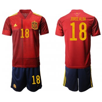 Men 2021 European Cup Spain home red 18 Soccer Jersey