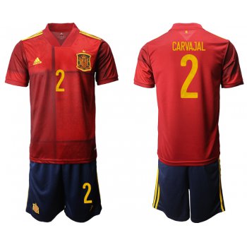 Men 2021 European Cup Spain home red 2 Soccer Jersey