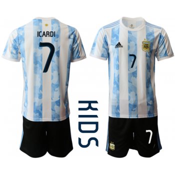 Youth 2020-2021 Season National team Argentina home white 7 Soccer Jersey