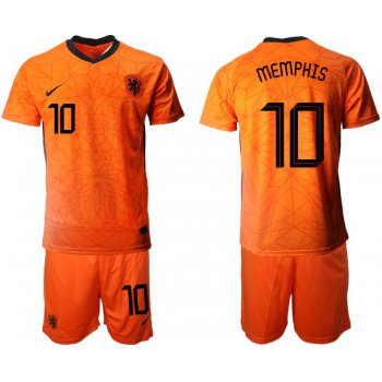 Men 2020-2021 European Cup Netherlands home orange 10 Nike Soccer Jersey