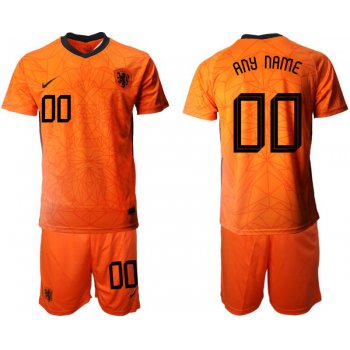 Men 2020-2021 European Cup Netherlands home orange customized Nike Soccer Jersey