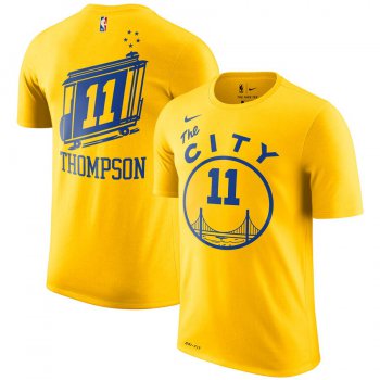 Golden State Warriors #11 Klay Thompson Nike Hardwood Classic Name & Number T-Shirt Gold