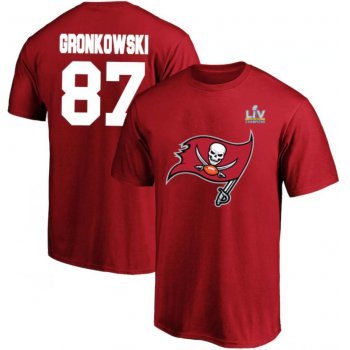 Men's Tampa Bay Buccaneers Rob Gronkowski Fanatics Branded Red Super Bowl LV Champions Big & Tall Name & Number T-Shirt