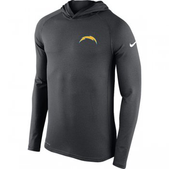 Men's Los Angeles Chargers Nike Charcoal Stadium Touch Hooded Performance Long Sleeve T-Shirt