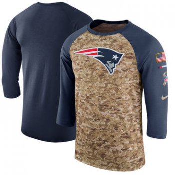 Men's New England Patriots Nike Camo Navy Salute to Service Sideline Legend Performance Three-Quarter Sleeve T Shirt