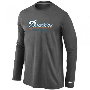 Nike Miami Dolphins Authentic font Long Sleeve T-ShirtD.Grey