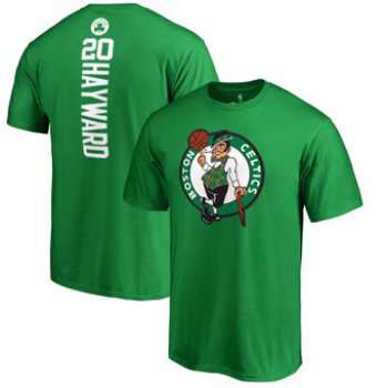 Men's Boston Celtics 20 Gordon Hayward Fanatics Branded Kelly Green Backer Name & Number T-Shirt