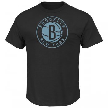 Men's Brooklyn Nets Majestic Black Reflective Tek Patch T-Shirt