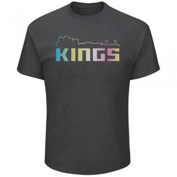 Sacramento Kings Majestic Heather Charcoal Tek Patch Color Reflective Skyline T-Shirt