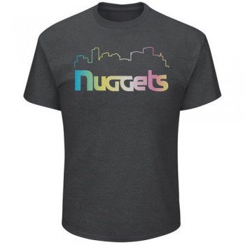 Denver Nuggets Majestic Heather Charcoal Tek Patch Color Reflective Skyline T-Shirt
