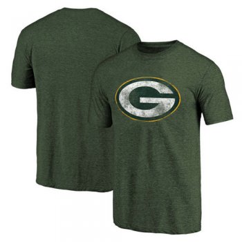 Green Bay Packers Green Throwback Logo Tri-Blend NFL Pro Line by T-Shirt