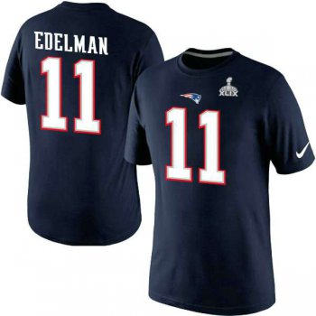 Nike New England Patriots #11 Julian Edelman Blue Superbowl T-shirt
