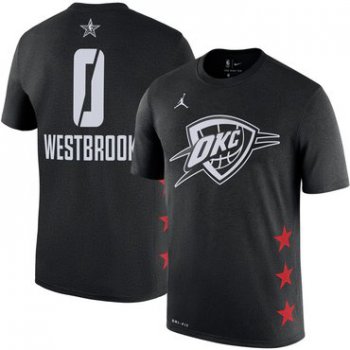 Oklahoma City Thunder 0 Russell Westbrook Jordan Brand 2019 NBA All-Star Game Name & Number T-Shirt Black
