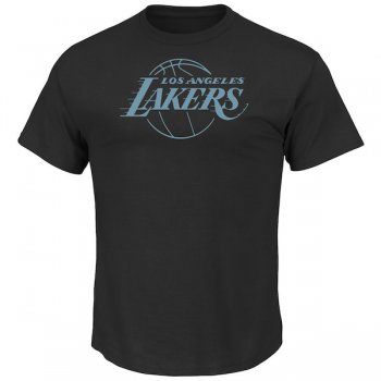 Men's Los Angeles Lakers Majestic Black Tek Patch Reflective T-Shirt