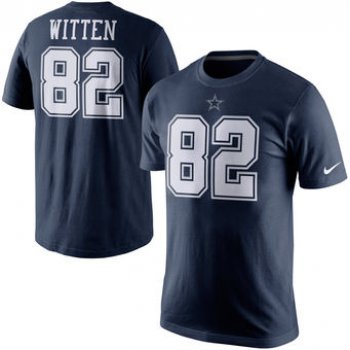 Men's Dallas Cowboys 82 Jason Witten Nike Navy Blue Player Name & Number T-Shirt