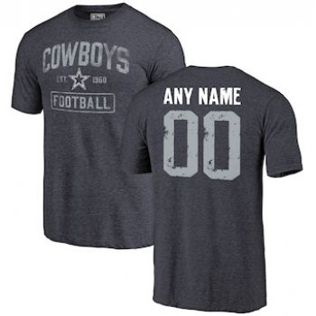 Men's Dallas Cowboys NFL Pro Line by Fanatics Branded Navy Distressed Personalized 00 Name & Number Tri-Blend T-Shirt
