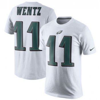 Men's Philadelphia Eagles 11 Carson Wentz Nike White Player Pride Name & Number T-Shirt