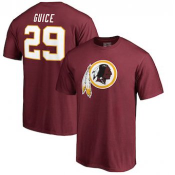 Men's Washington Redskins 29 Derrius Guice NFL Pro Line by Fanatics Branded Burgundy Authentic Stack Name & Number T-Shirt