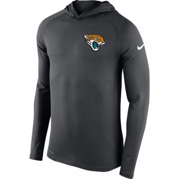 Men's Jacksonville Jaguars Nike Charcoal Stadium Touch Long Sleeve Hooded Performance T-Shirt