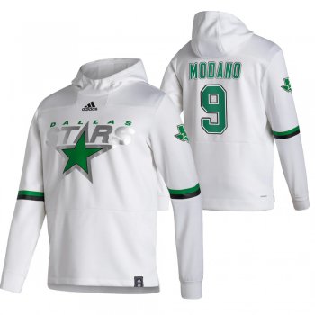 Dallas Stars #9 Mike Modano Adidas Reverse Retro Pullover Hoodie White