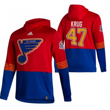 St. Louis Blues #47 Torey Krug Adidas Reverse Retro Pullover Hoodie Red