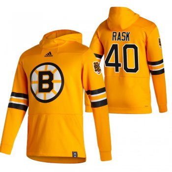 Boston Bruins #40 Tuukka Rask Adidas Reverse Retro Pullover Hoodie Gold