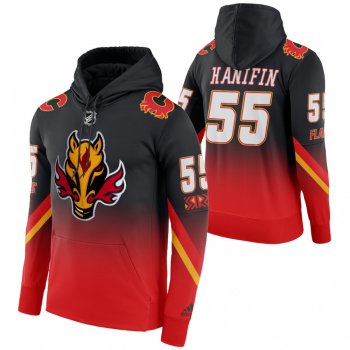 Calgary Flames #55 Noah Hanifin Adidas Reverse Retro Pullover Hoodie Black