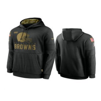 Men's Cleveland Browns Black 2020 Salute to Service Sideline Performance Pullover Hoodie