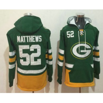 Men's Green Bay Packers #52 Clay Matthews NEW Green Pocket Stitched NFL Pullover Hoodie