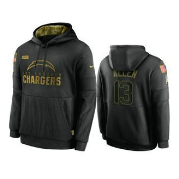 Men's Los Angeles Chargers #13 Keenan Allen Black 2020 Salute To Service Sideline Performance Pullover Hoodie