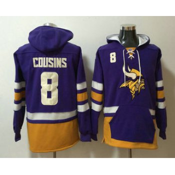 Men's Minnesota Vikings #8 Kirk Cousins NEW Purple Pocket Stitched NFL Pullover Hoodie