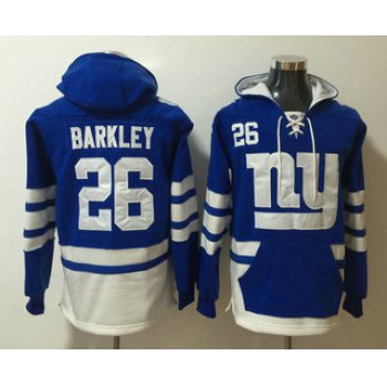Men's New York Giants #26 Saquon Barkley NEW Blue Pocket Stitched NFL Pullover Hoodie