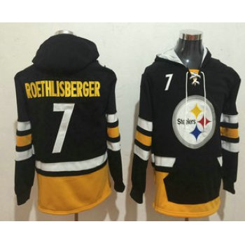 Men's Pittsburgh Steelers #7 Ben Roethlisberger NEW Black Pocket Stitched NFL Pullover Hoodie