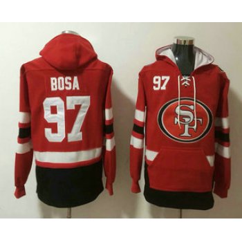 Men's San Francisco 49ers #97 Nick Bosa NEW Red Pocket Stitched NFL Pullover Hoodie