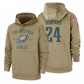 Philadelphia Eagles #24 Jordan Howard Nike Tan 2019 Salute To Service Name & Number Sideline Therma Pullover Hoodie