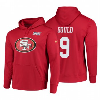 San Francisco 49ers #9 Robbie Gould Nike NFL 100 Primary Logo Circuit Name & Number Pullover Hoodie Scarlet