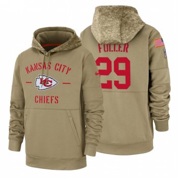 Kansas City Chiefs #29 Kendall Fuller Nike Tan 2019 Salute To Service Name & Number Sideline Therma Pullover Hoodie