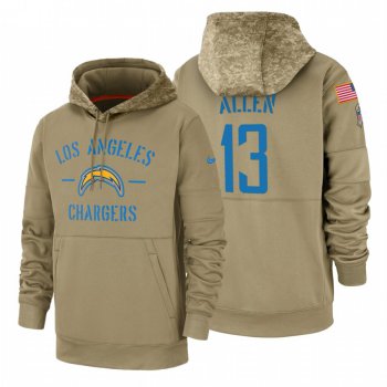 Los Angeles Chargers #13 Keenan Allen Nike Tan 2019 Salute To Service Name & Number Sideline Therma Pullover Hoodie