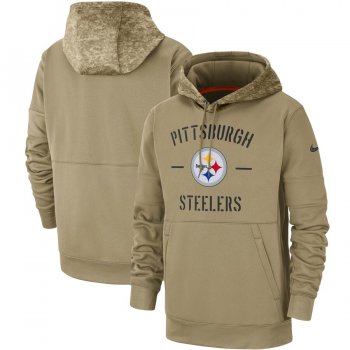 Men's Pittsburgh Steelers Nike Tan 2019 Salute to Service Sideline Therma Pullover Hoodie