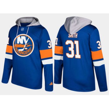 Adidas New York Islanders 31 Billy Smith Retired Blue Name And Number Hoodie