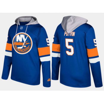 Adidas New York Islanders 5 Denis Potvin Retired Blue Name And Number Hoodie
