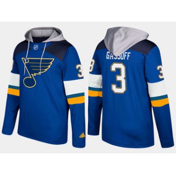 Adidas St. Louis Blues 3 Bob Gassoff Retired Blue Name And Number Hoodie