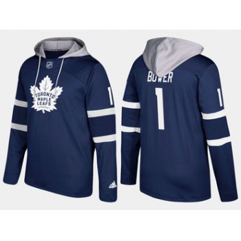 Adidas Toronto Maple Leafs 1 Johnny Bower Retired Royal Name And Number Hoodie