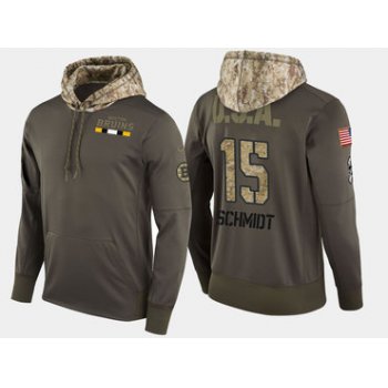 Nike Boston Bruins 15 Milt Schmidt Retired Olive Salute To Service Pullover Hoodie