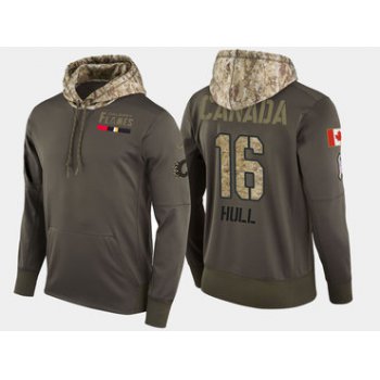 Nike Calgary Flames 16 Brett Hull Retired Olive Salute To Service Pullover Hoodie