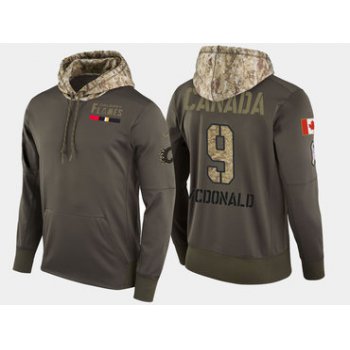 Nike Calgary Flames 9 Lanny Mcdonald Retired Olive Salute To Service Pullover Hoodie