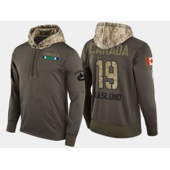 Nike Vancouver Canucks 19 Markus Naslund Retired Olive Salute To Service Pullover Hoodie