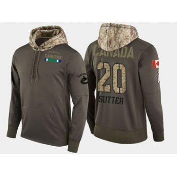Nike Vancouver Canucks 20 Brandon Sutter Olive Salute To Service Pullover Hoodie